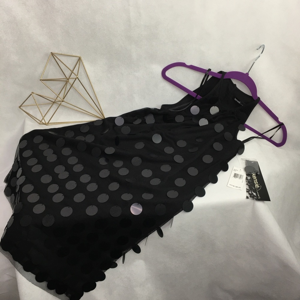 Kensie Black Paillette Sequin Front Dress